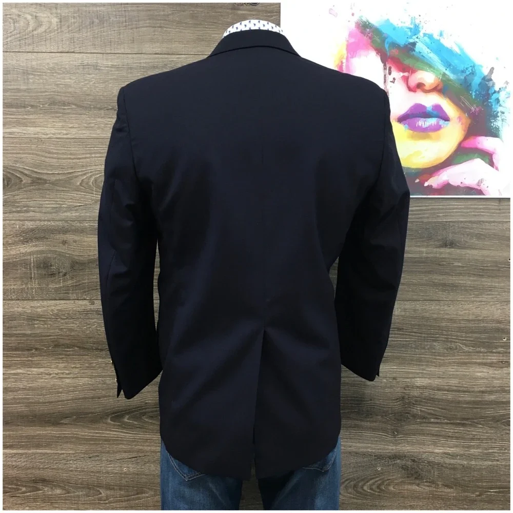 VINTAGE SAVILE ROW Mens Navy Blazer Sport Coat Casual Jacket Size 42R‎ Wool Suit